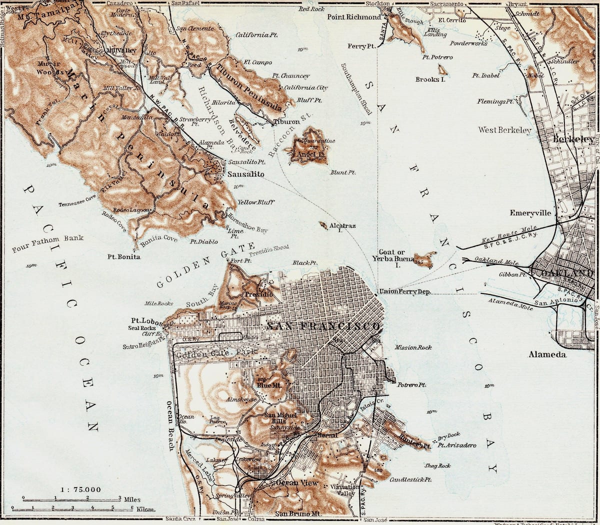 નકશો વિન્ટેજ સાન ફ્રાન્સિસ્કો 