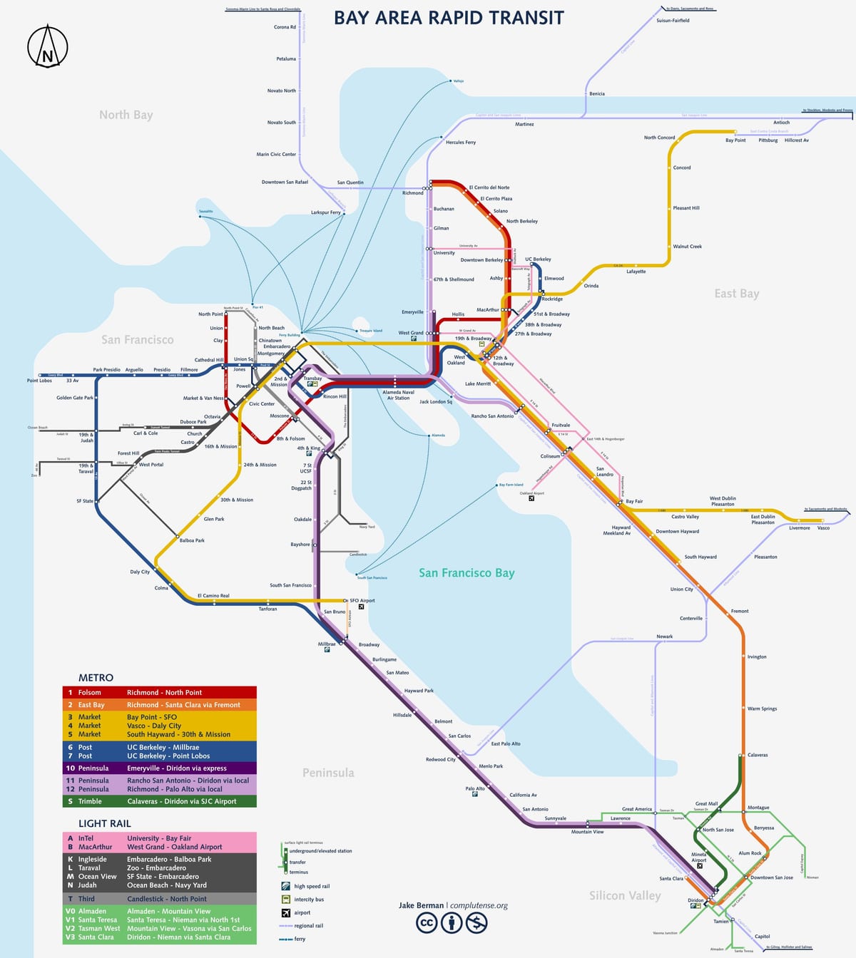 સાન ફ્રાન્સિસ્કો સબવે સિસ્ટમ નકશો