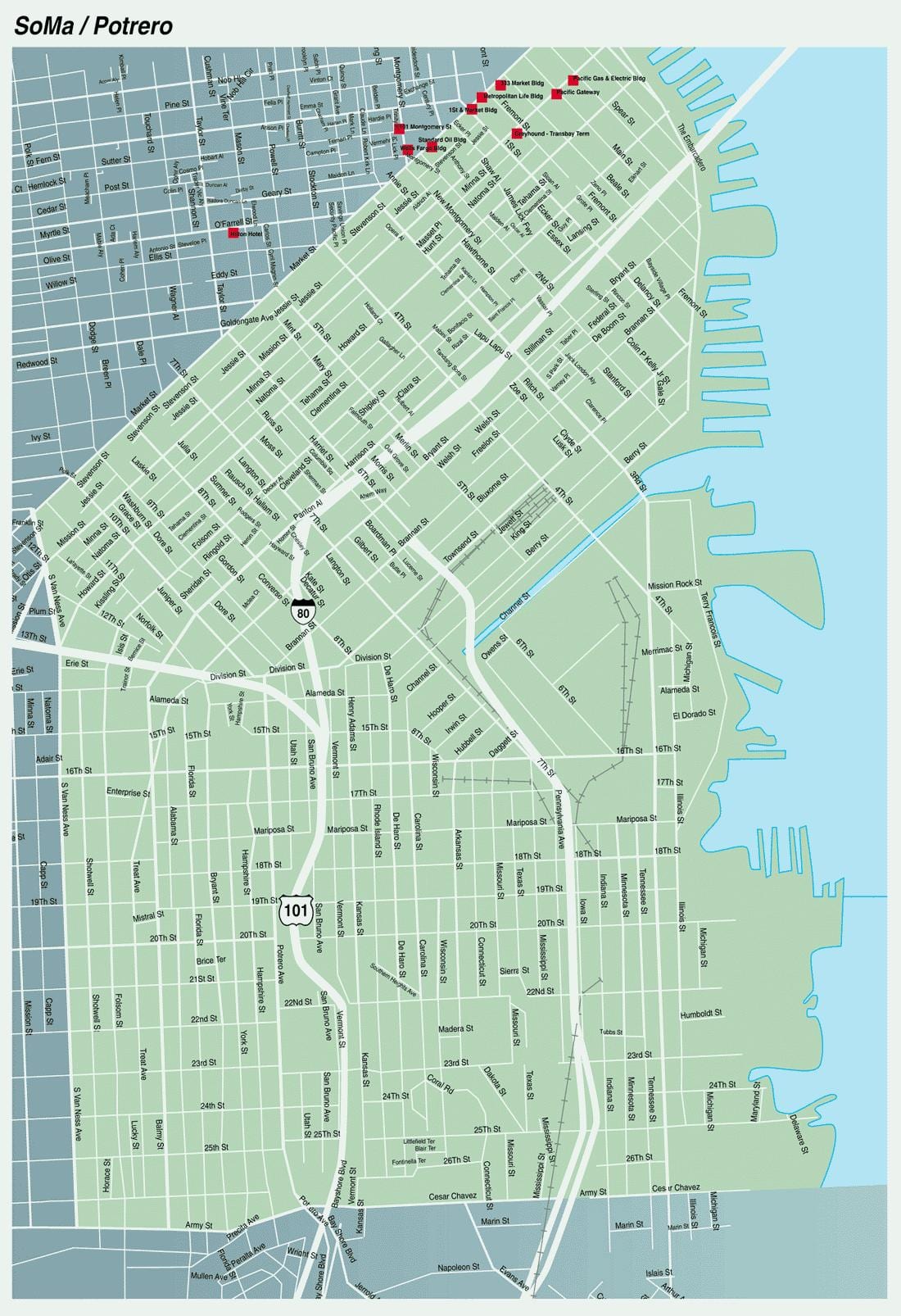 નકશો સોમા સાન ફ્રાન્સિસ્કો