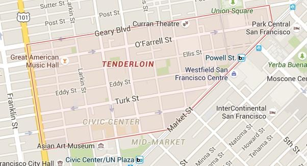 આ tenderloin સાન ફ્રાન્સિસ્કો નકશો