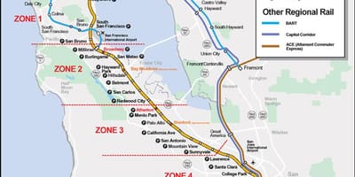 Caltrain માર્ગ નકશો