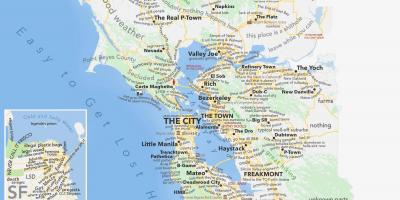 સાન ફ્રાન્સિસ્કો ખાડી વિસ્તાર નકશો કેલિફોર્નિયા